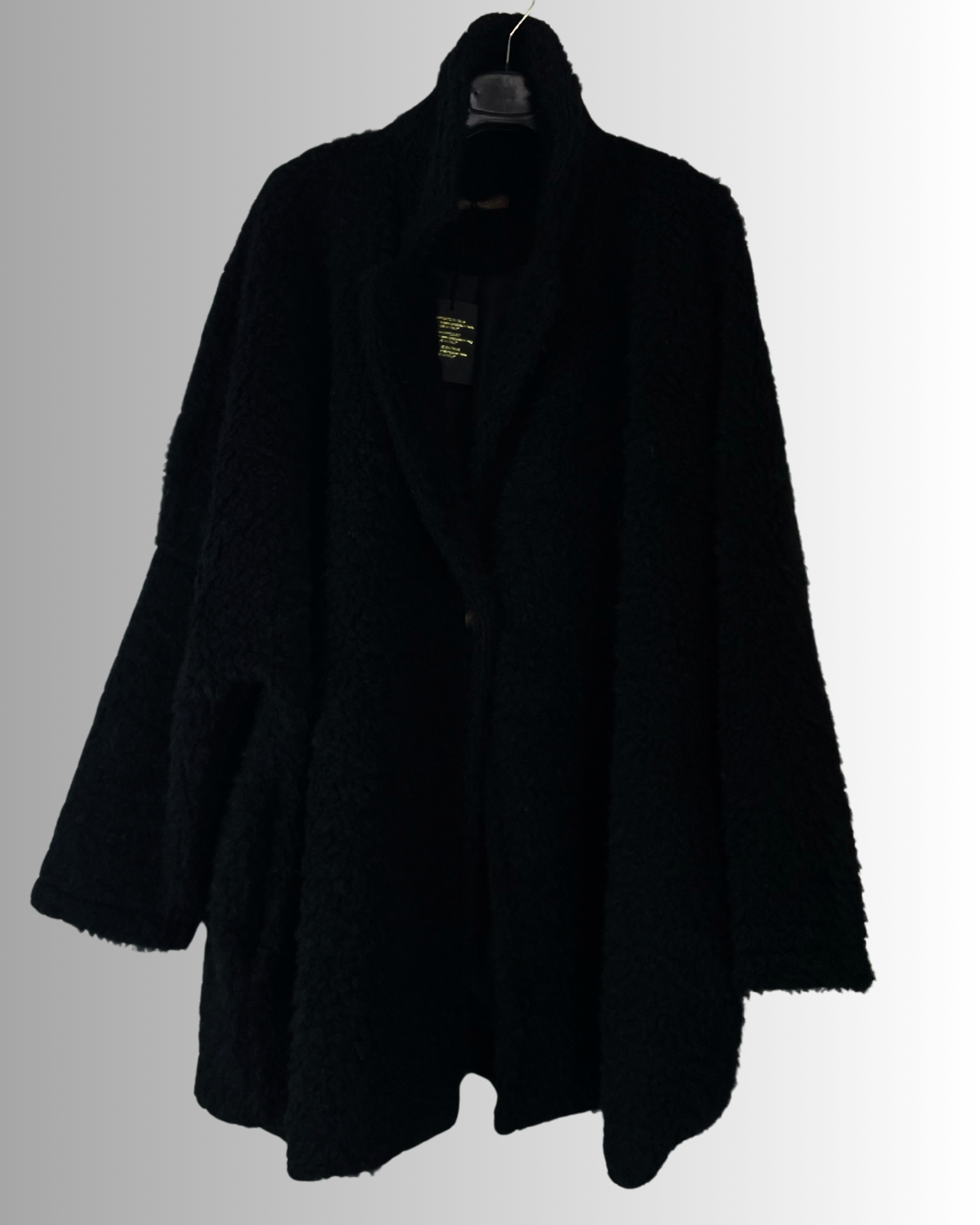 Veste-manteau femme Louna Rock noire, dos brodé doré – made in Italy