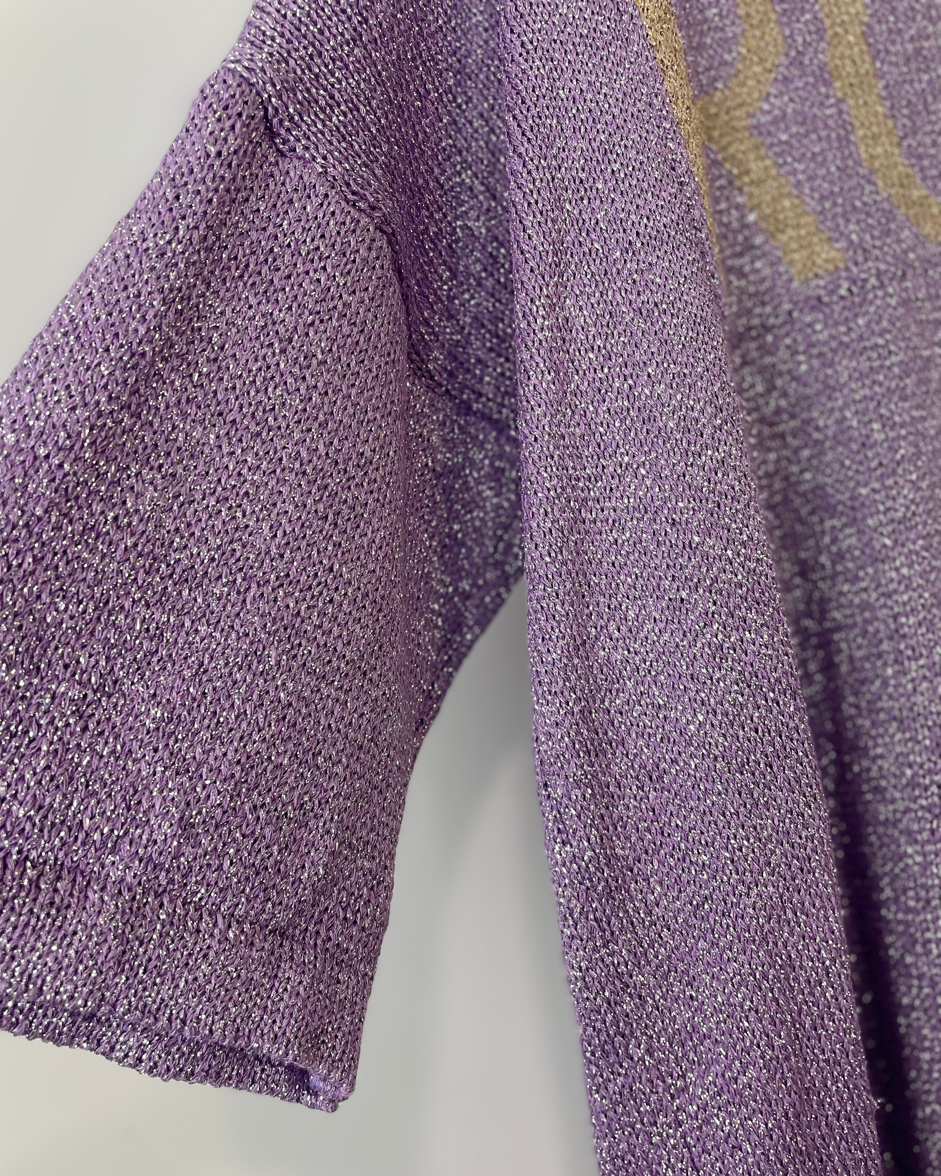 Pull Rock’n Soft femme parme avec inscription ROCK dorée – manches 3/4 coupe fluide italienne