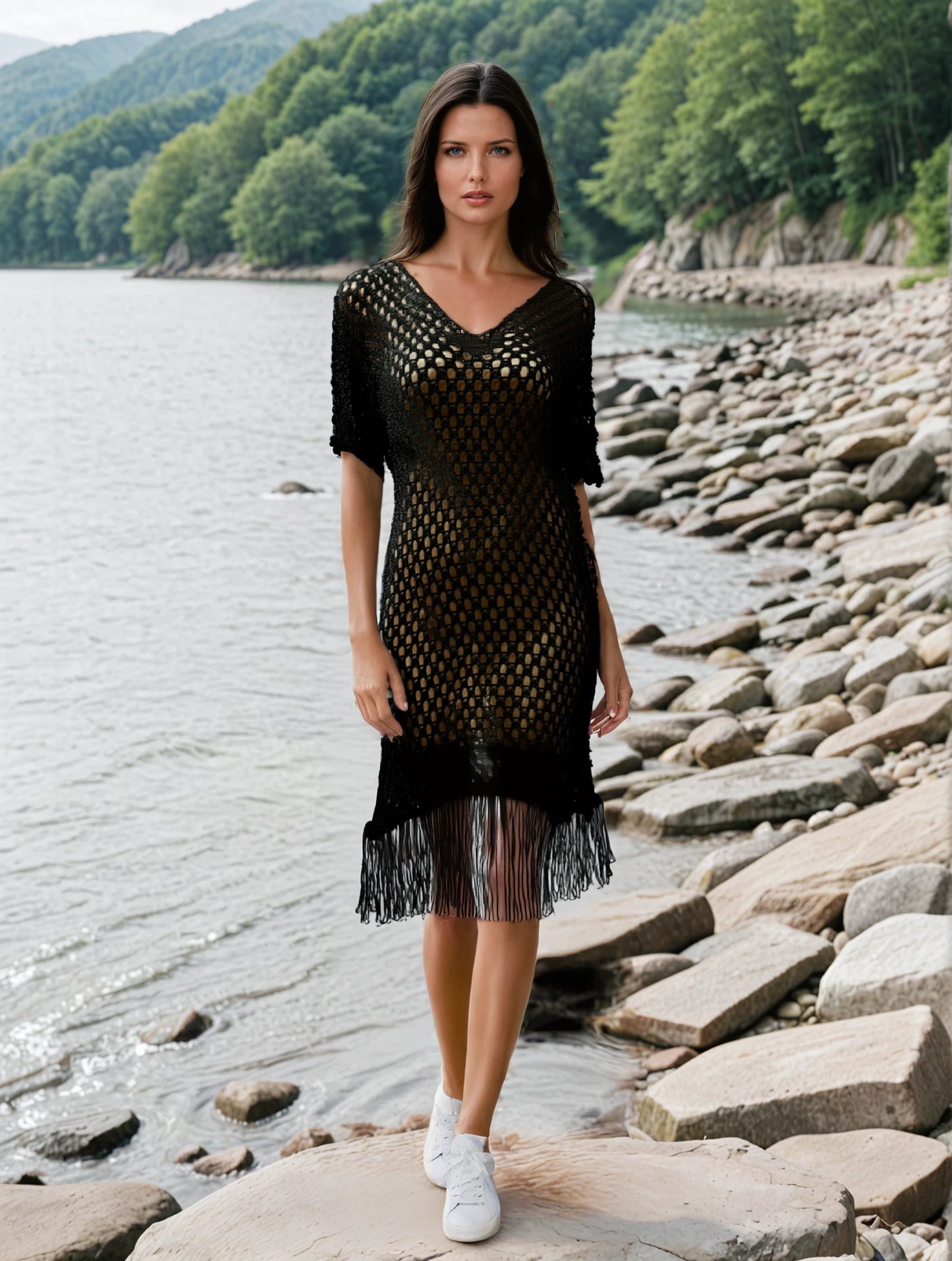 🌊 Robe Filet à Franges – Esprit Bohème Chic ✨