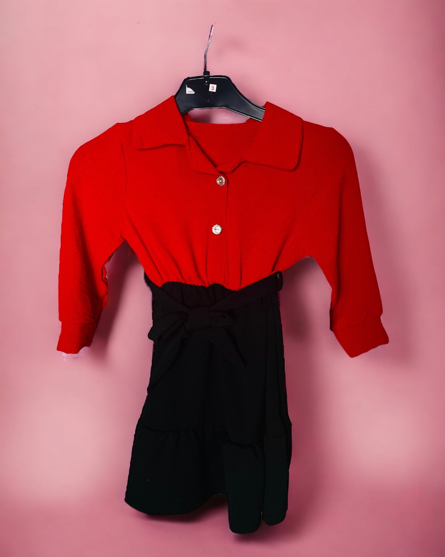 Robe Mini Diva rouge et noire pour petite fille – Vue de face