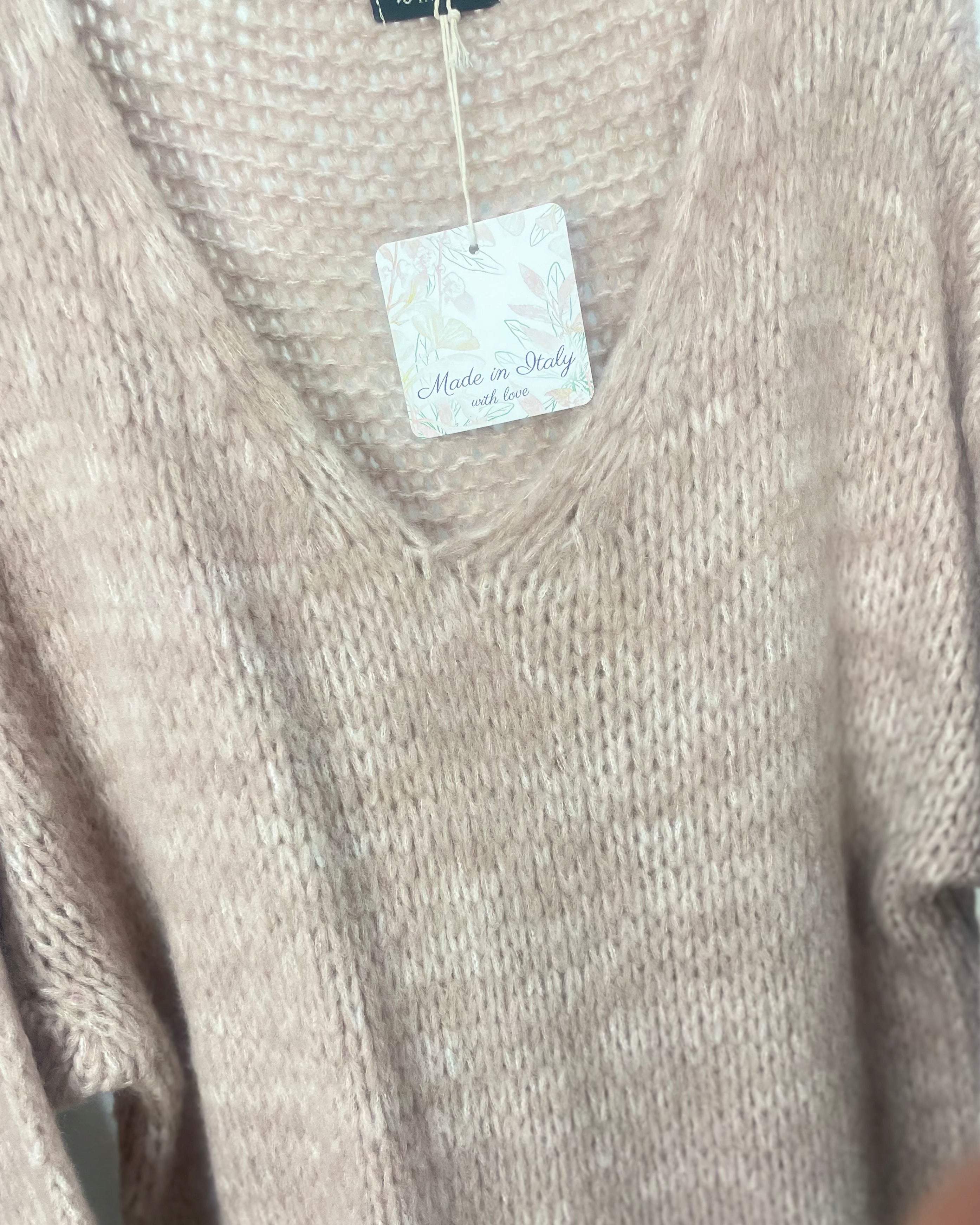 Détail maille chinée robe pull femme