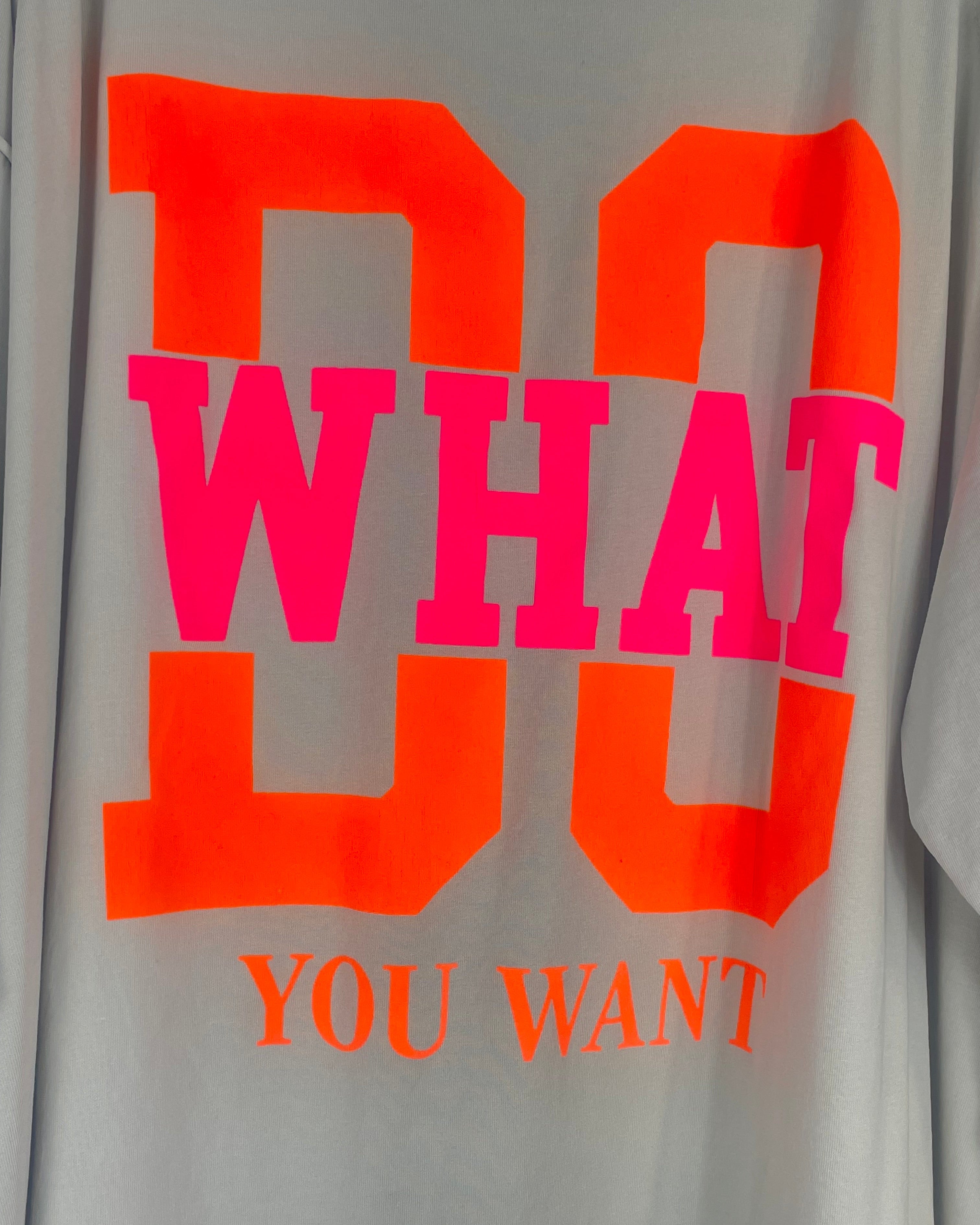 Details Tunique Audace DO WHAT YOU WANT écru orange rose fluo