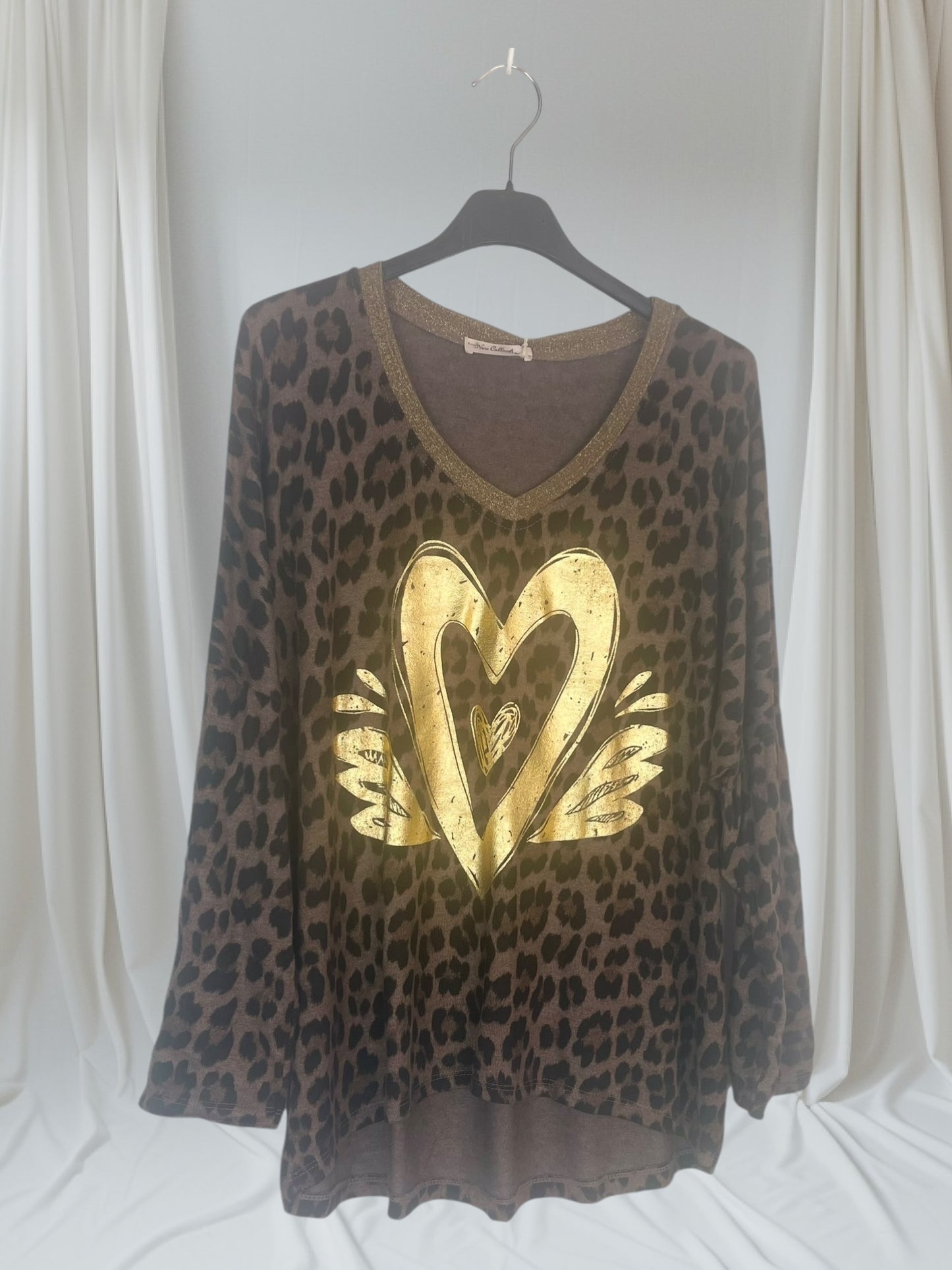 Pull Coeur Leopard