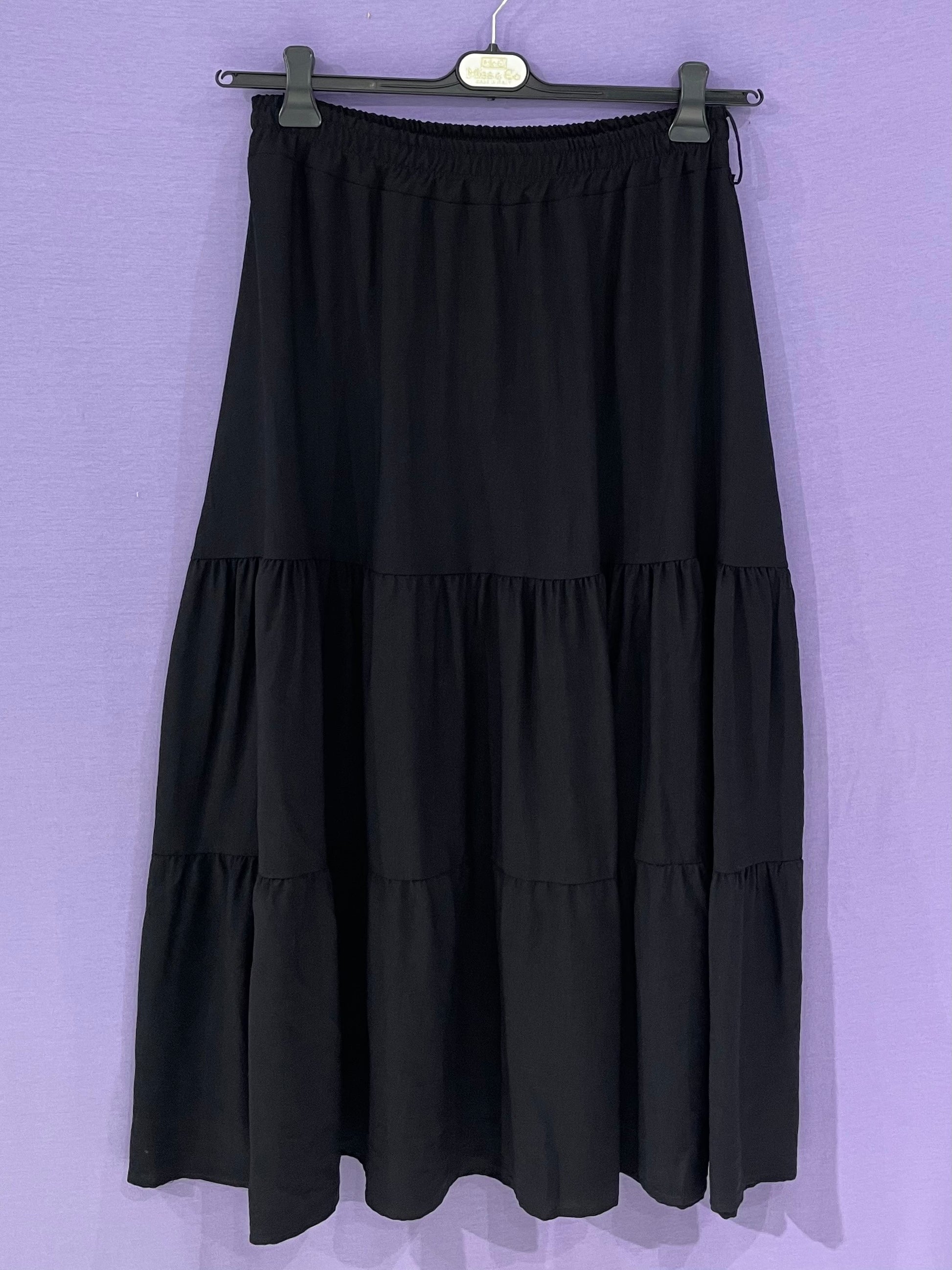 jupe longue bohème femme volants fluide été made in italy noire