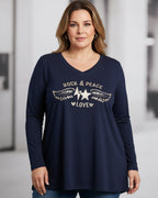Pull oversize 30% angora message Rock Peace Love grande taille 52