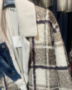 Manteau S.Woman carreaux beige marron coupe oversize 68x104 cm