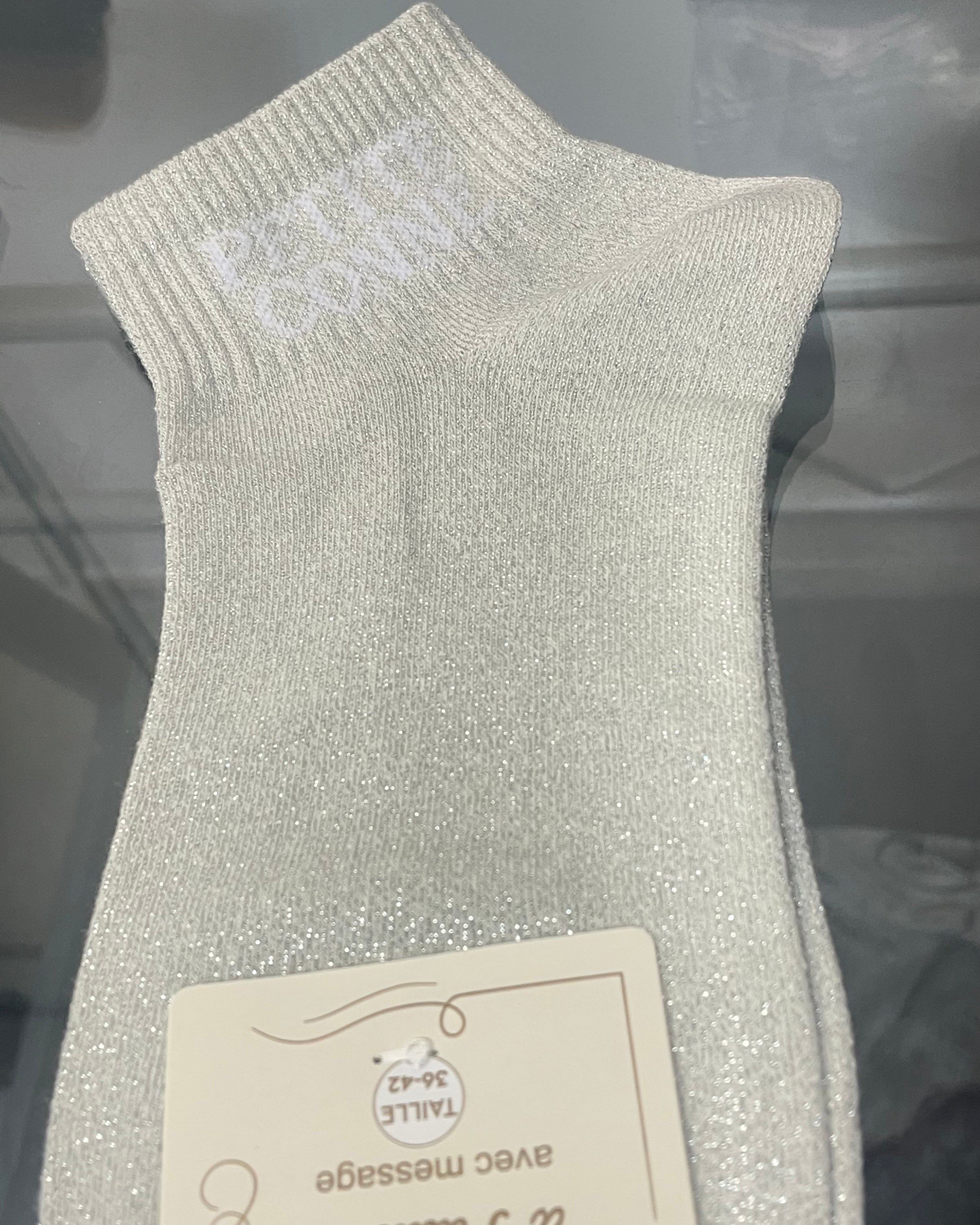 Socquettes Petite conne paillettes métallisées coton couleur 