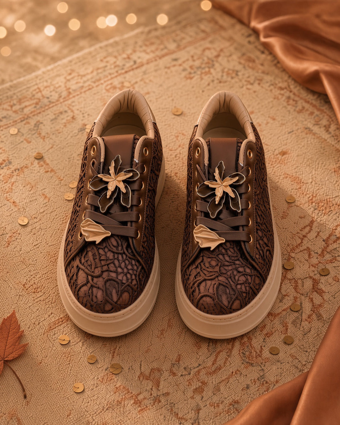 Chaussures femme chocolat – Baskets Siena style décontracté