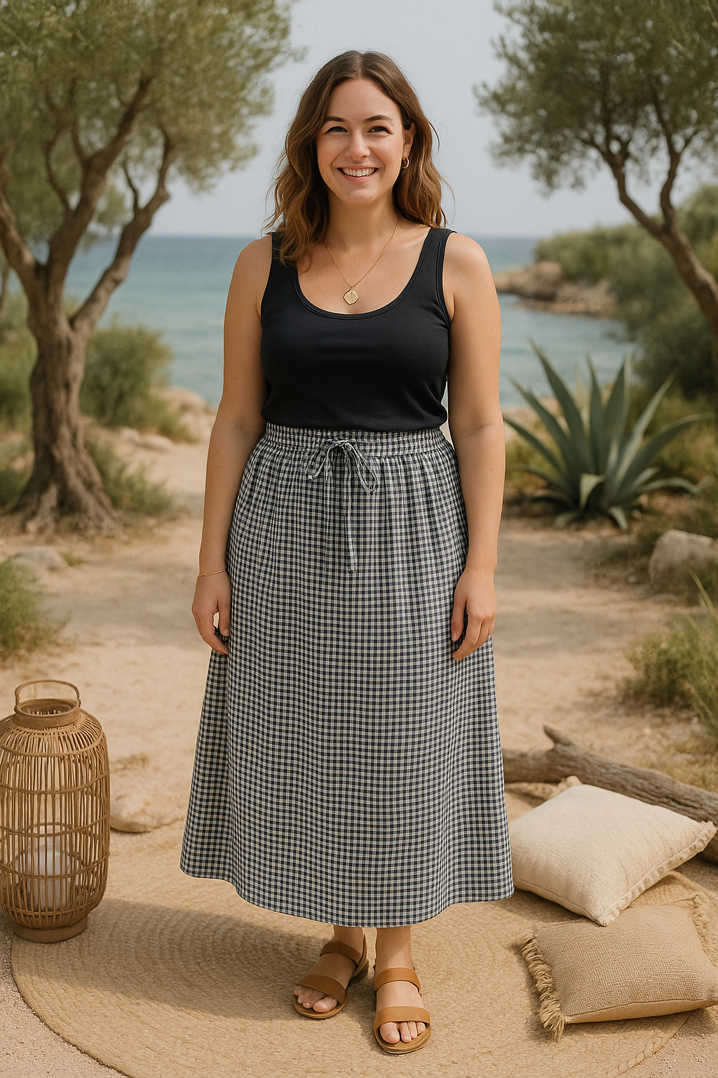 jupe Vichy femme carreaux taille élastique made in Italy été chic