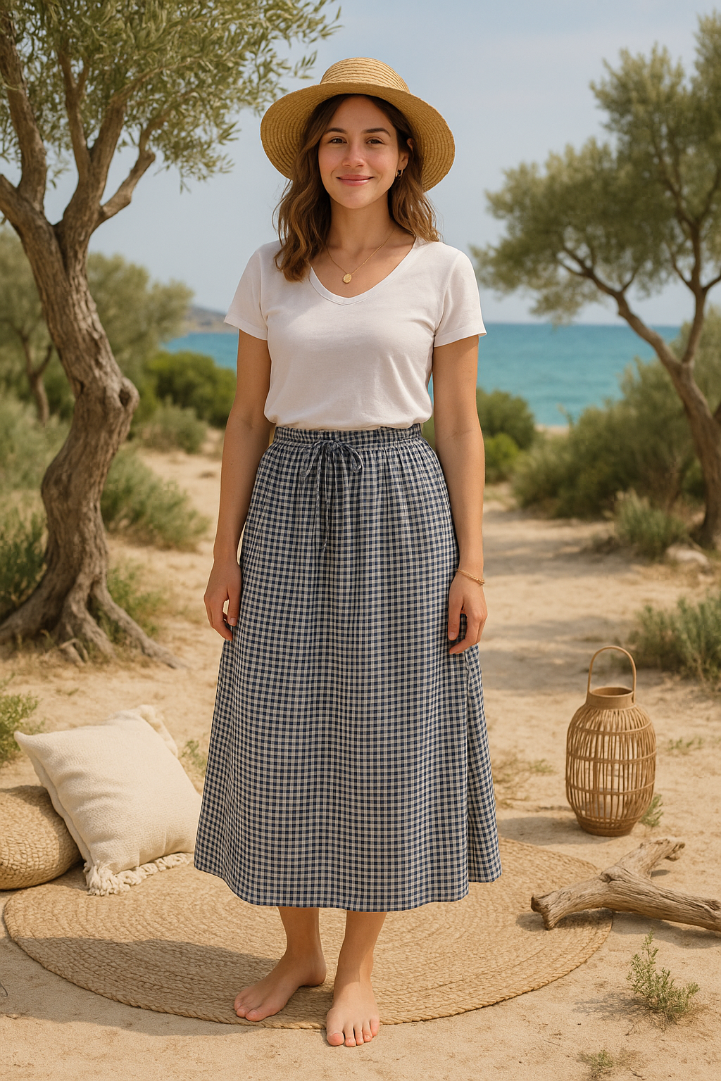 jupe Vichy femme carreaux taille élastique made in Italy été chic