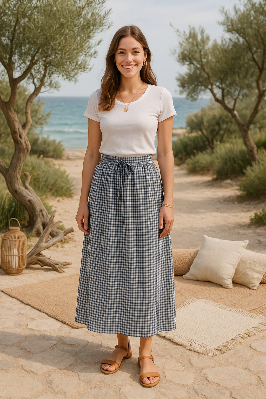 jupe Vichy femme carreaux taille élastique made in Italy été chic
