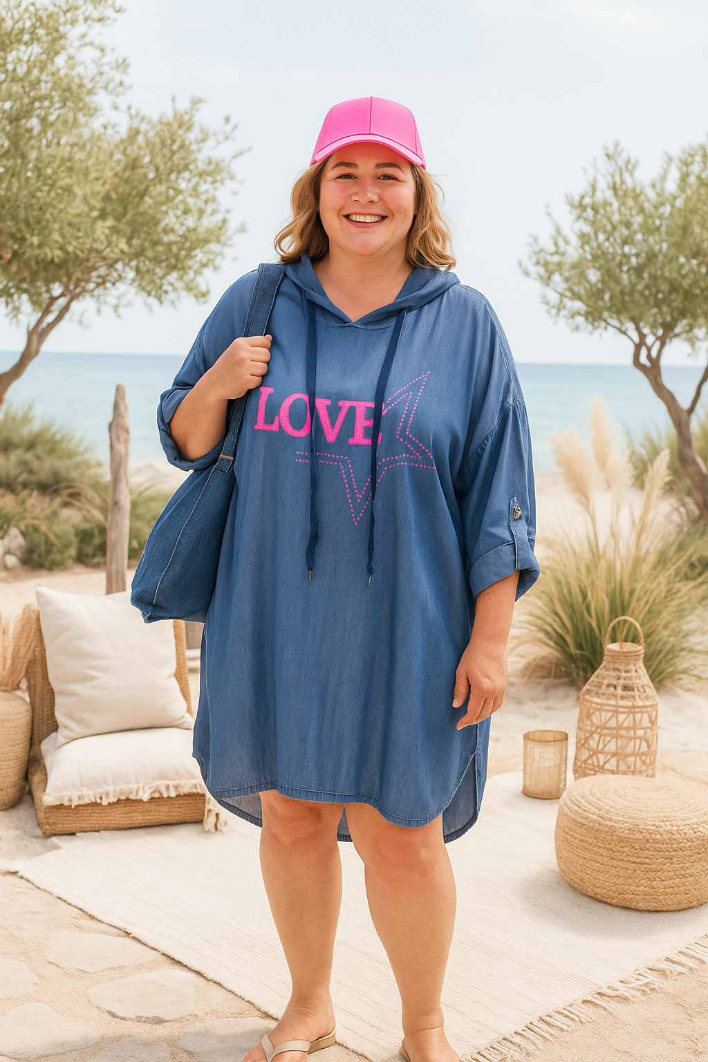 tunique robe effet jean femme grande taille lyocell made in italy