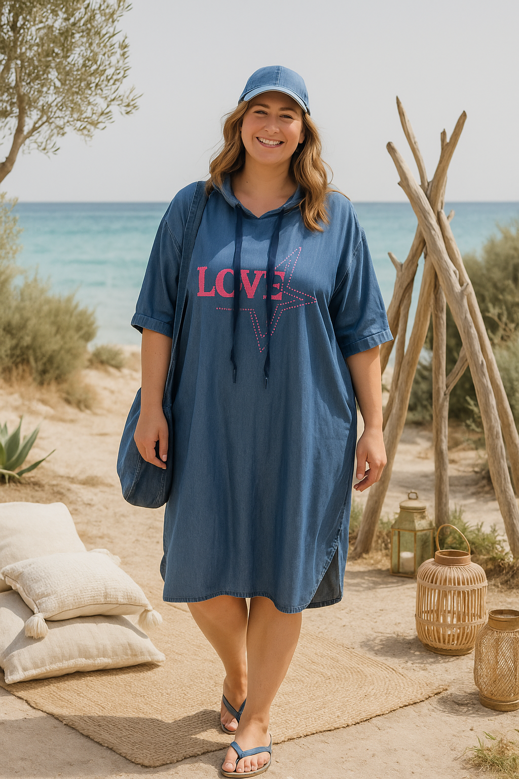 tunique robe effet jean femme grande taille lyocell made in italy