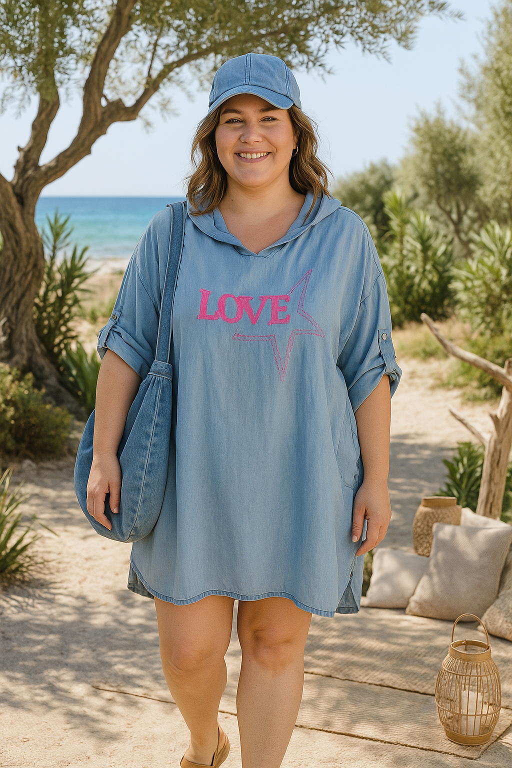 tunique robe effet jean femme grande taille lyocell made in italy