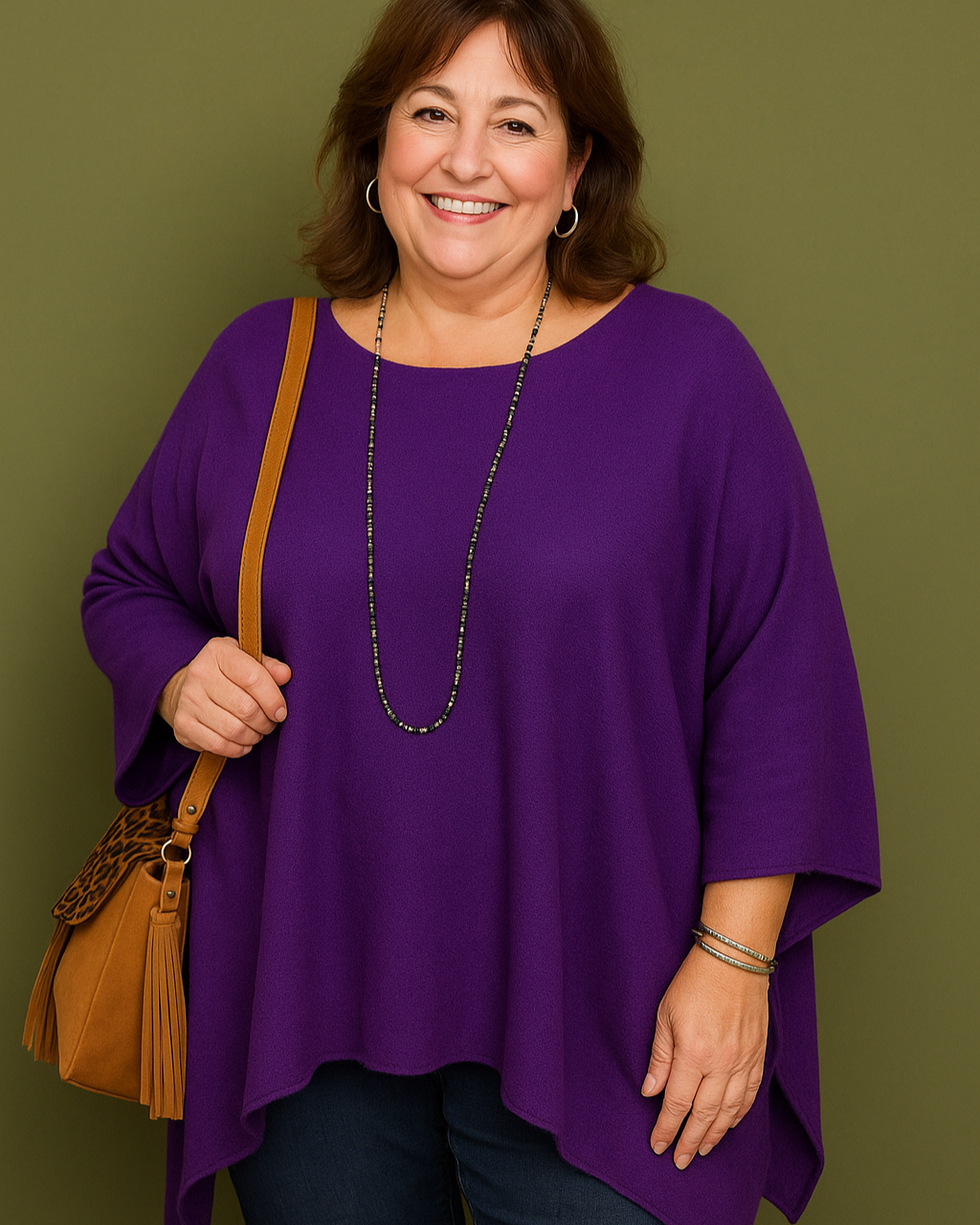 Poncho femme grande taille coupe ample poncho chic bohème