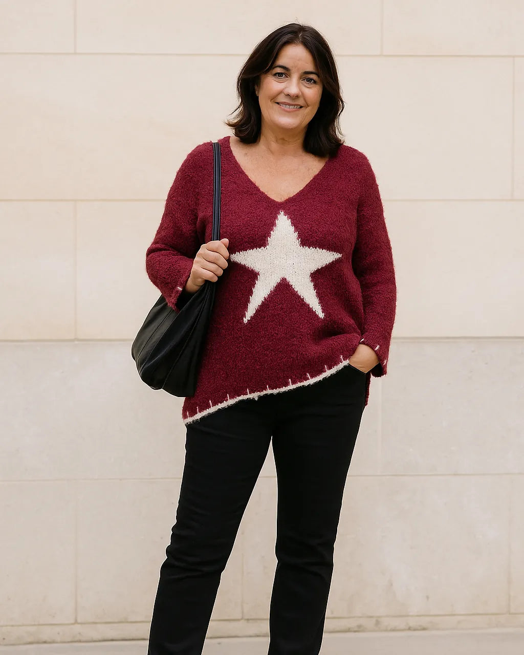 Pull oversize 38-48 Italie Mam’s Ailes bordeaux