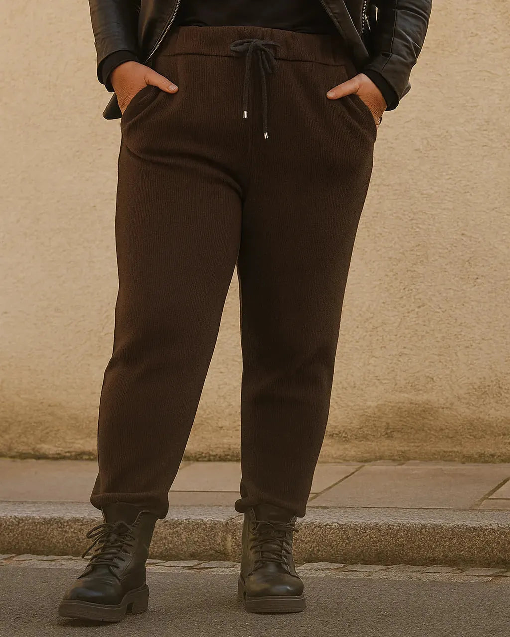 Pantalon chocolat coupe droite Italy