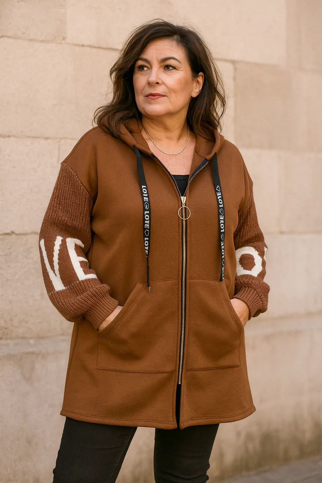 Veste sweat LOVE & Stitch – manches tricot Love