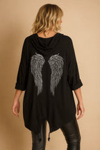 Veste oversize capuche bas resserré avec lien – Made in Italy
