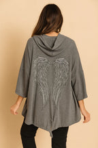 Veste oversize gris ailes strass dos vue arrière – Made in Italy
