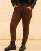 pantalon magique femme cordon noir chocolat