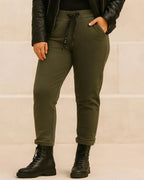 pantalon femme extensible viscose kaki