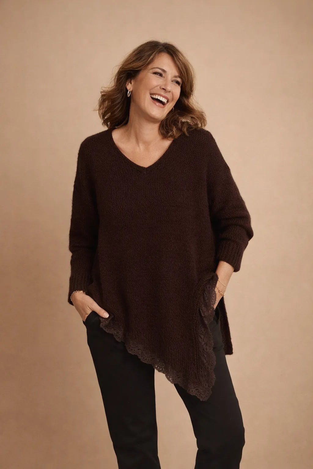 pull maille douce coloris marron femme