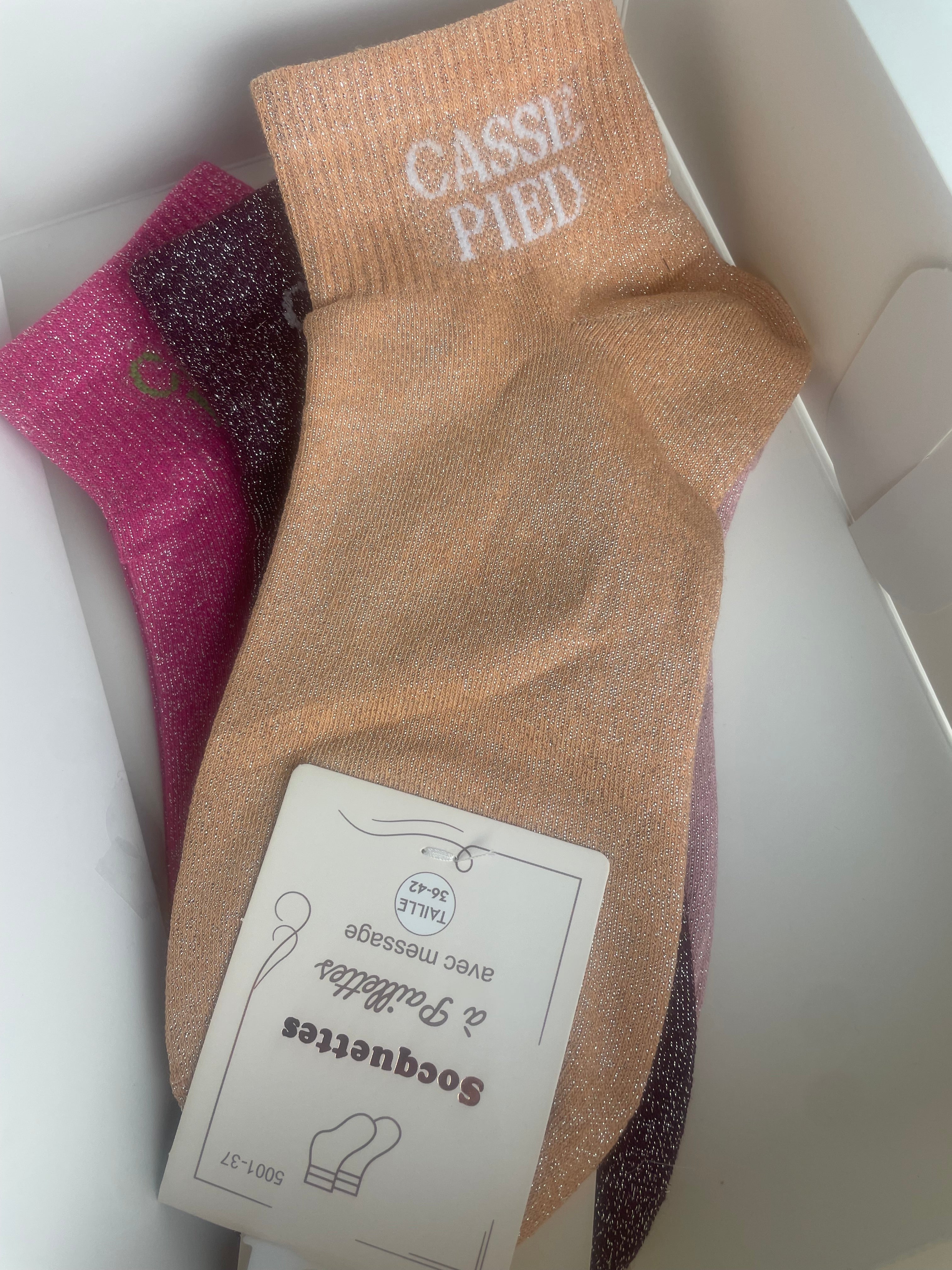 Socquettes Casse-Pieds paillettes 76% coton – 36-42 – coloris oranger
