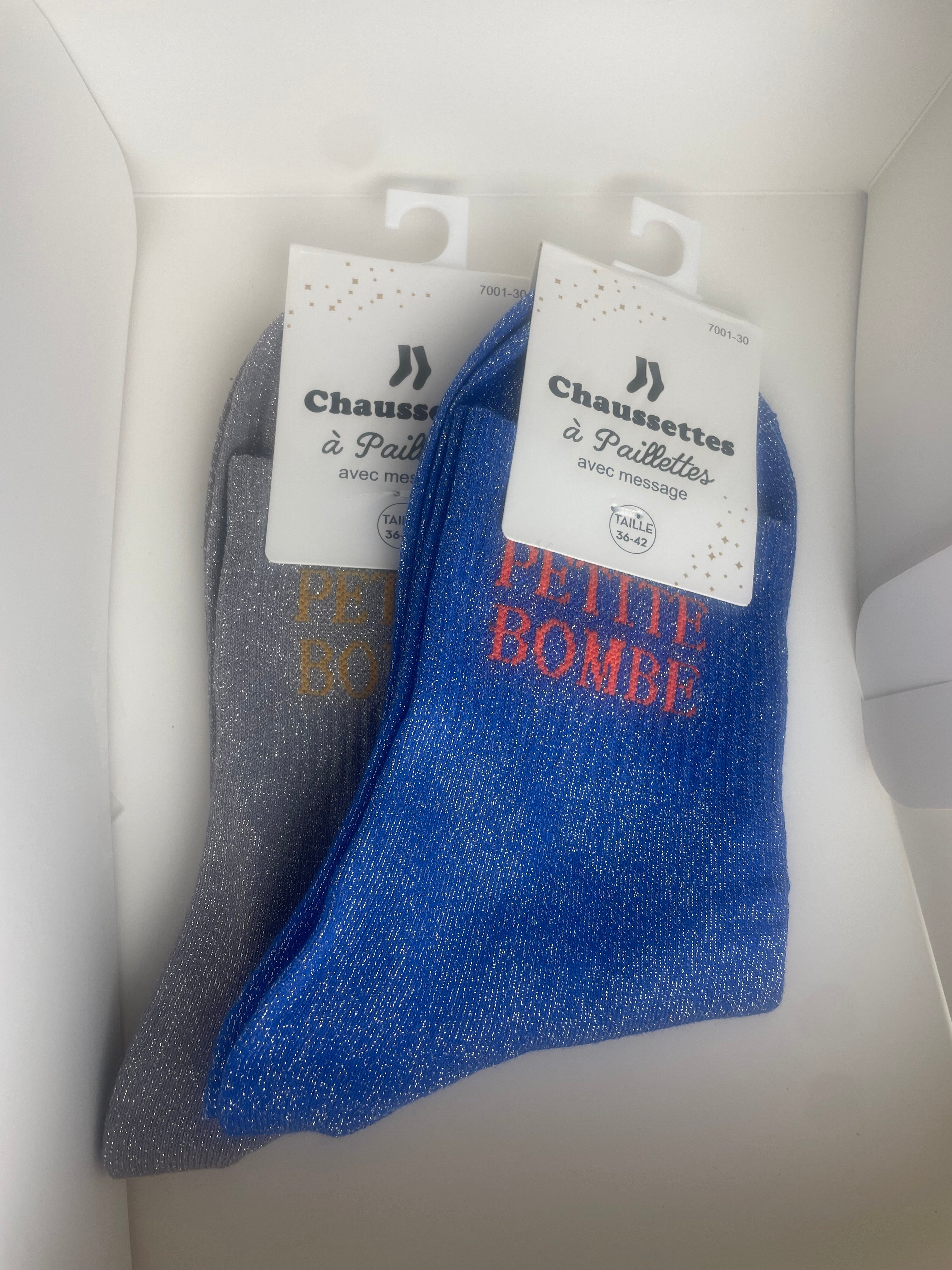 Chaussettes Petite Bombe paillettes 76% coton – 36-42 – 12 coloris

