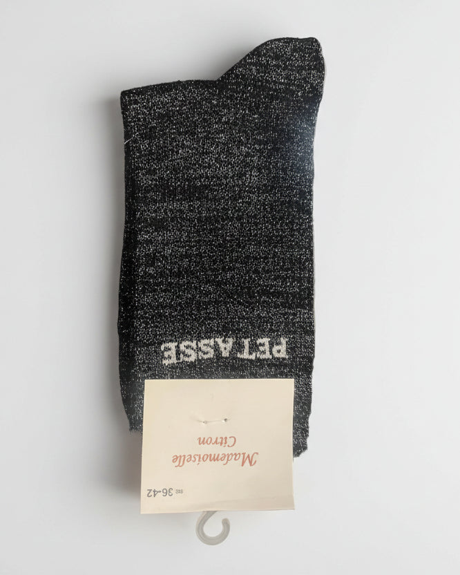 Chaussettes Petasse paillettes métallisées couleur noire
