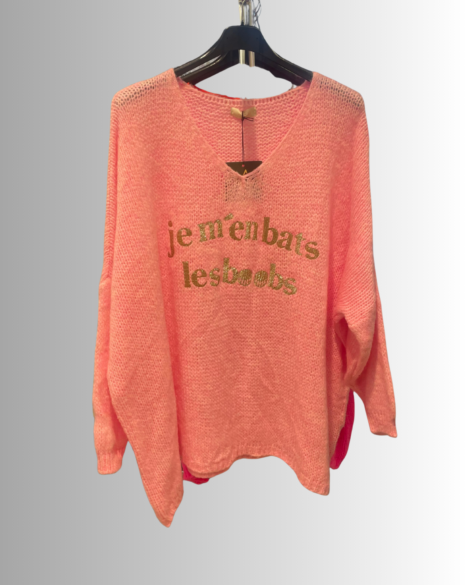 Pull femme oversize fun et décontracté rose