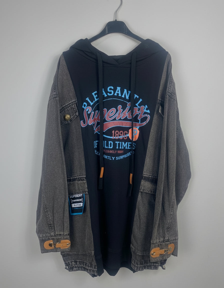 sweat capuche tendance gris  - mamsailes