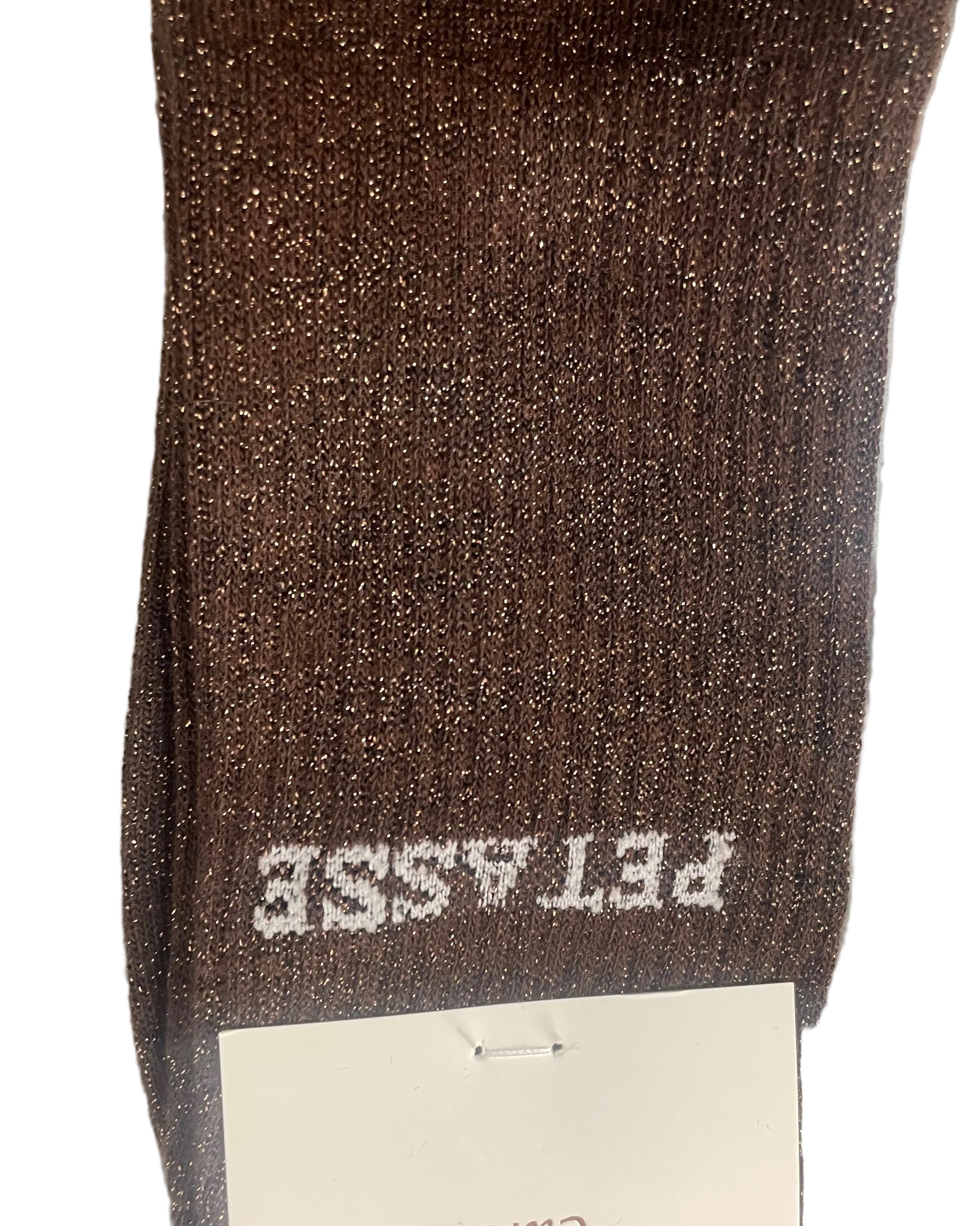 Chaussettes Petasse paillettes métallisées coton plusieurs couleurs  chocolat