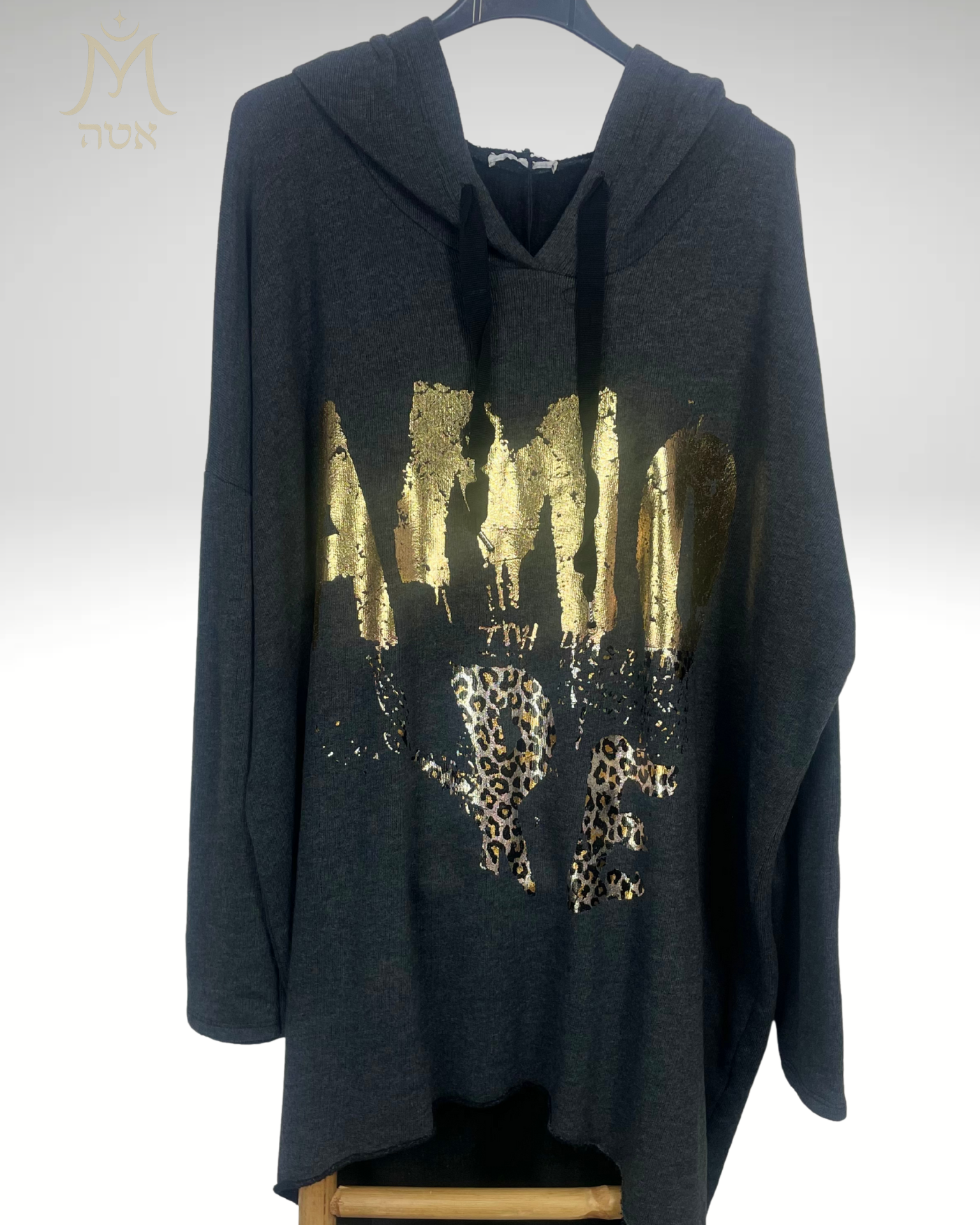 Tunique sweat gris longue femme AMOR doré – Mam’sailes