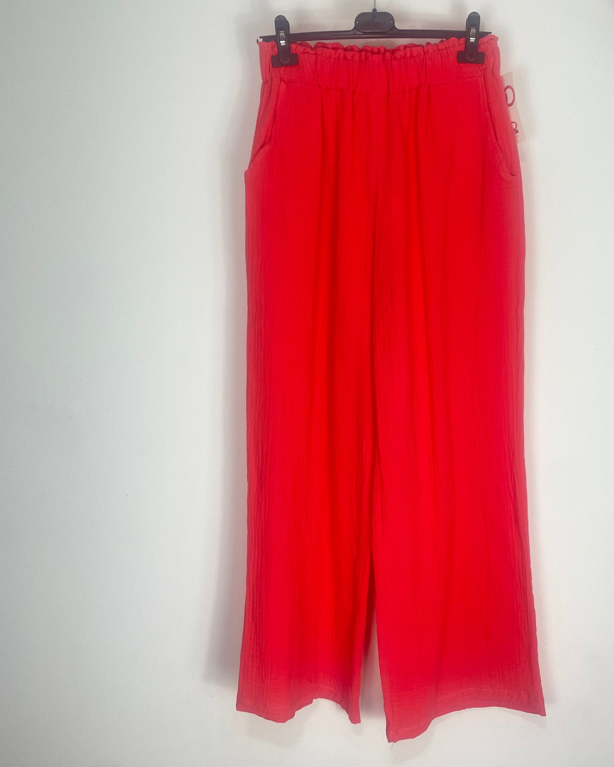 Pantalon Palazzo Jambe Large Gaze de Coton — 40-48/50 Made in Italy