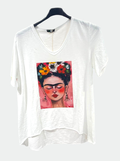 ✨ Tee-shirt blanc Frida Kahlo – Style Artistique & Tendance ✨