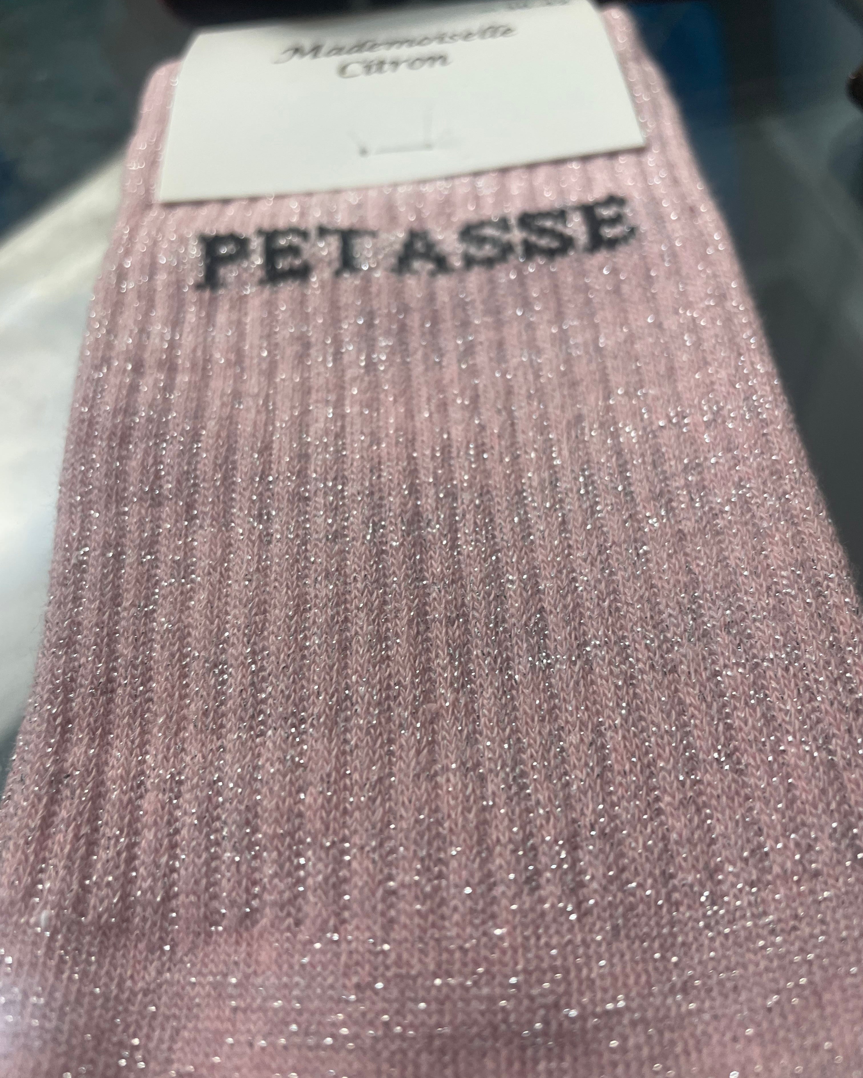 Chaussettes Petasse paillettes métallisées coton rose