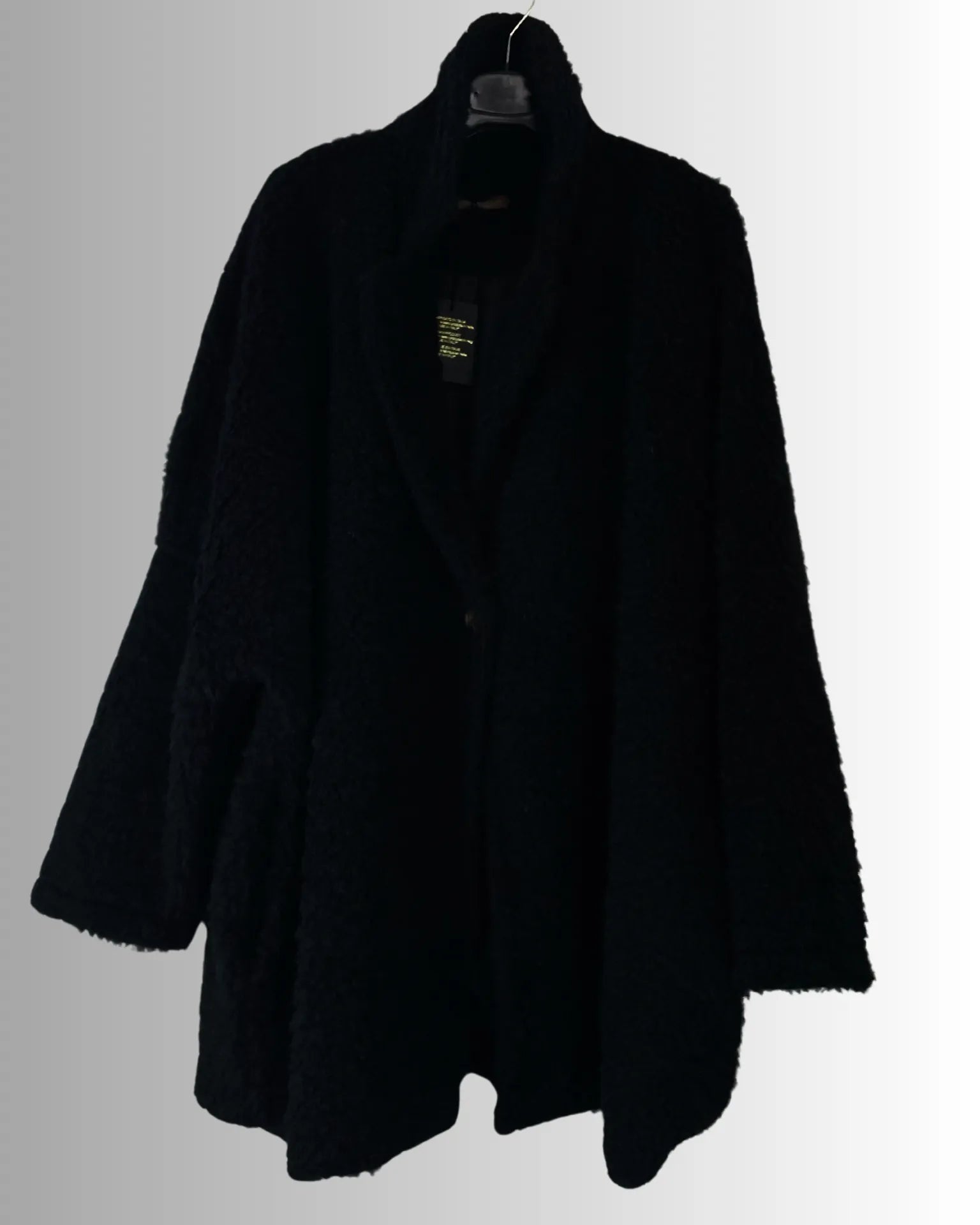 Veste-manteau femme Louna Rock noire, dos brodé doré – made in Italy