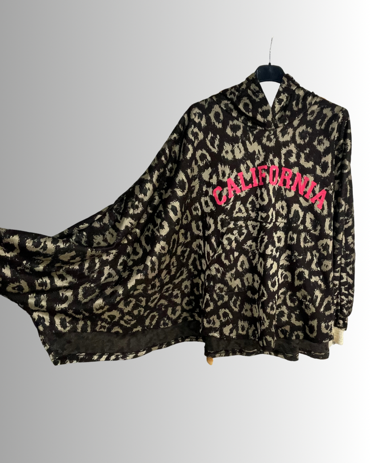 Sweat léopard doré "California" à capuche –manches chauve-souris – taille unique 36-52 – fabriqué en Italie