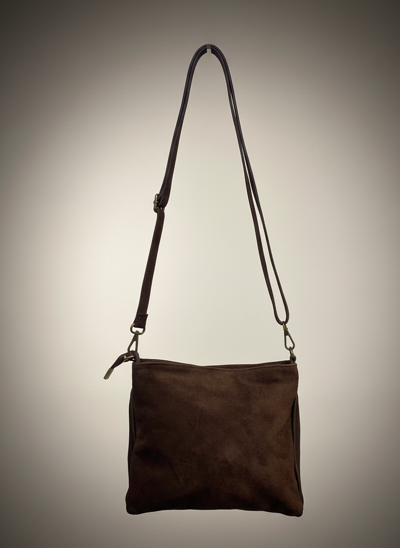 Sac cuir chocolat à franges tendance automne hiver, bandoulière réglable – Italie