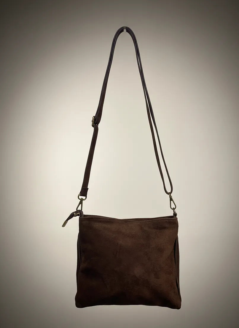 Sac cuir chocolat à franges tendance automne hiver, bandoulière réglable – Italie