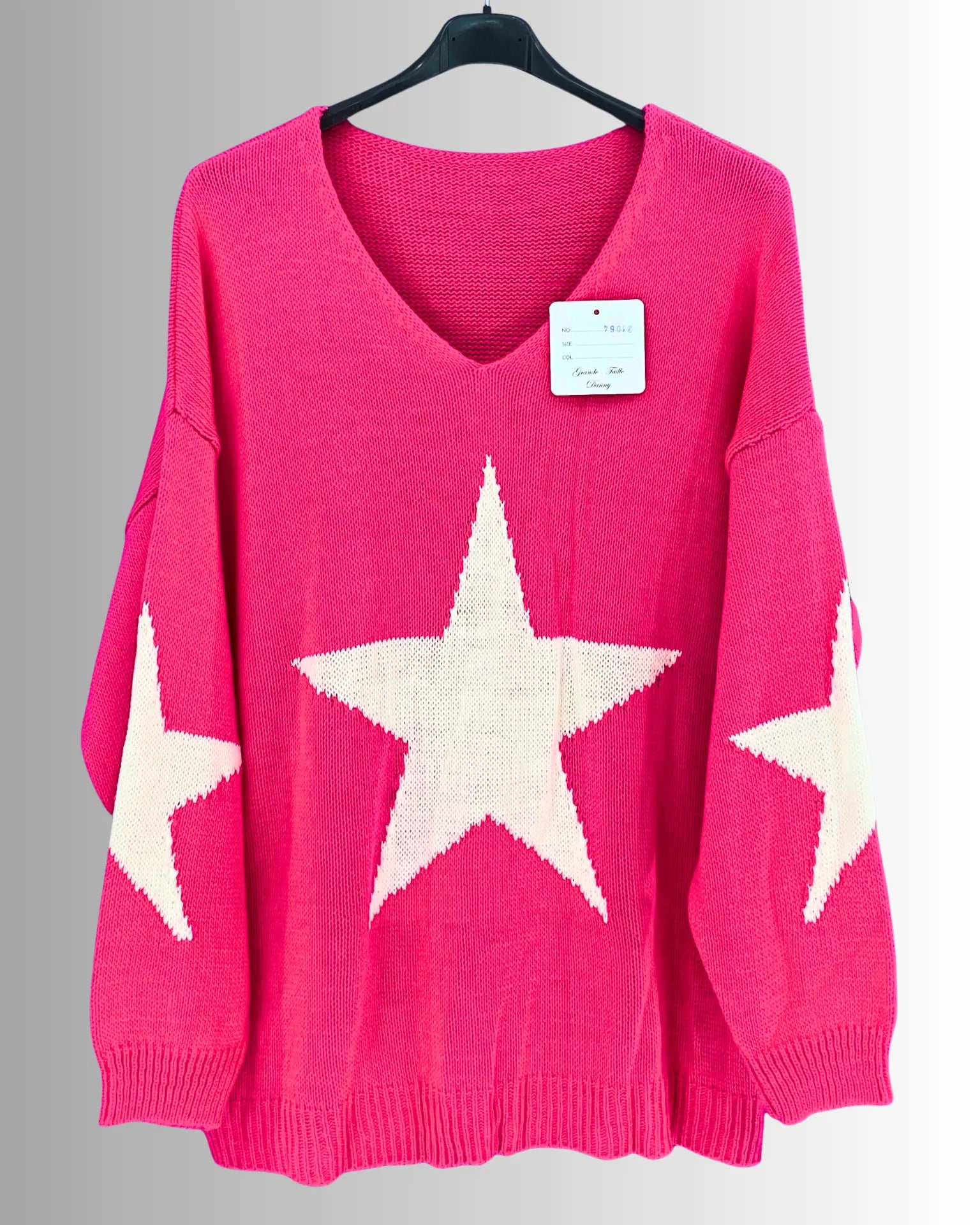 Pull femme motif étoile sur le devant et sur les coudes – maille chaude made in Italy