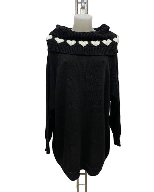 robe pull noire col large femme