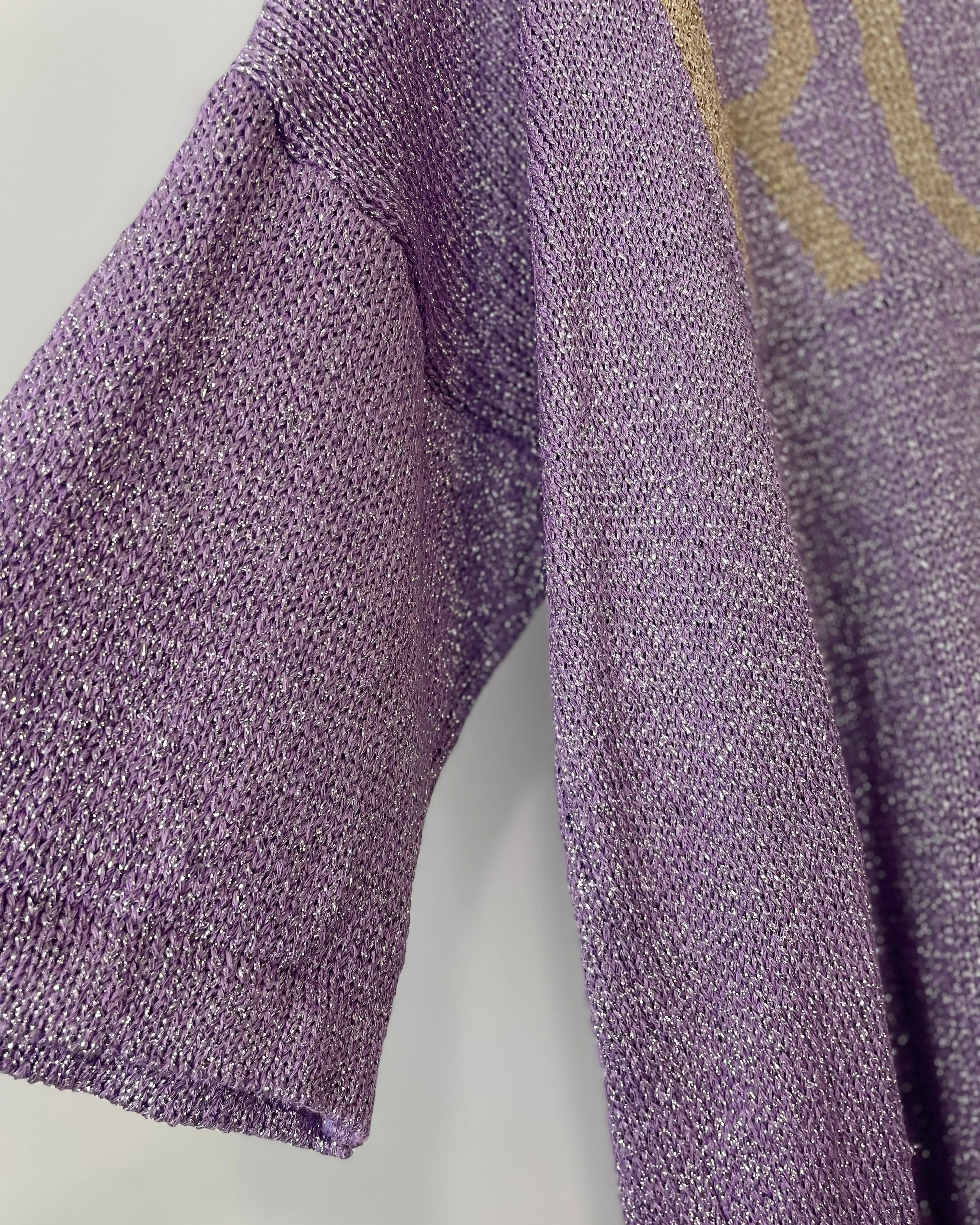 Pull Rock’n Soft femme parme avec inscription ROCK dorée – manches 3/4 coupe fluide italienne