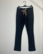 Pantalon Livia velours noir cintre cordon léopard 44-50 made in Italy