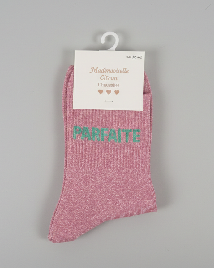 Chaussettes « Parfaite » Paillettes – Message Fun – Mademoiselle Citron – 36-42
