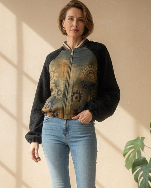 Veste bomber noire Made in Italy – fermeture zippée – Mam’sailes