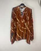 Blouse Love bimatière viscose polyester col V devant camouflage tie-dye