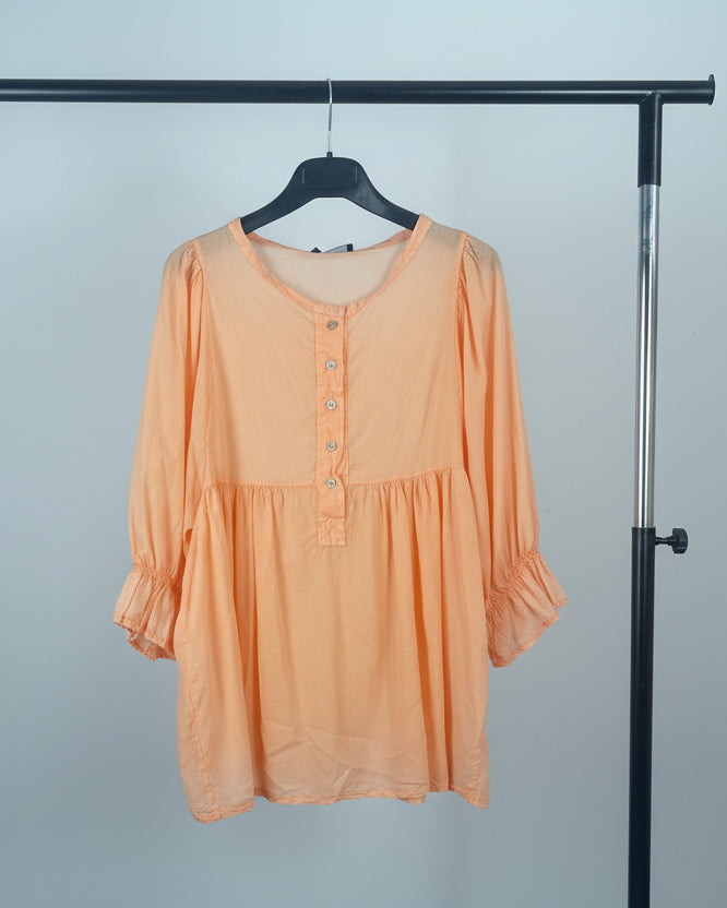 Blouse empire pêche Mam's Ailes sur cintre vue d'ensemble coupe fluide romantique bohème