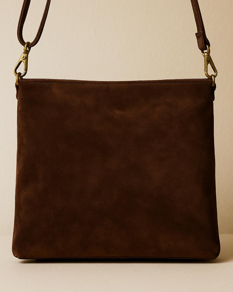 Sac cuir chocolat à franges tendance automne hiver, bandoulière réglable – Italie vue dos